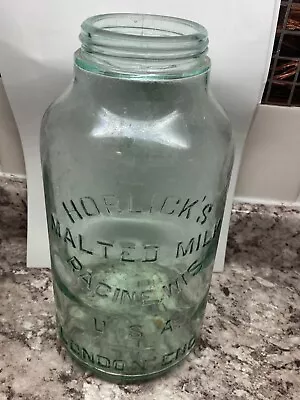 Vintage Green Horlicks 1/2 Gallon Malted Milk Jar Racine Wi. • $15.99