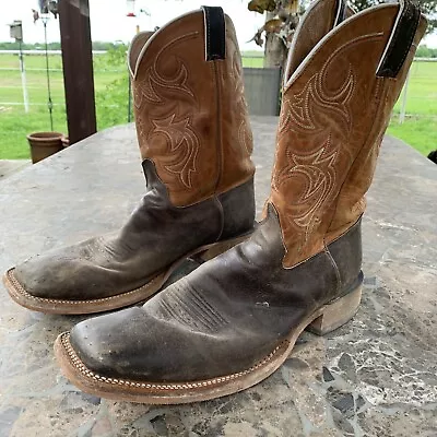 Mens Primo Distressed Justin BR 745 Square Toe Cowboy Boots Brown Size 14 D • $85