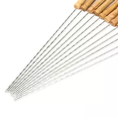 12 Pcs Barbecue Skewers With Wood Handle Marshmallow Roasting Sticks Meat Hot Do • $10.42