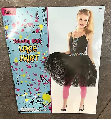 *80s Black Lace Skirt Adult Halloween Costume Lace Gloves Headband Bracelets • $12.99