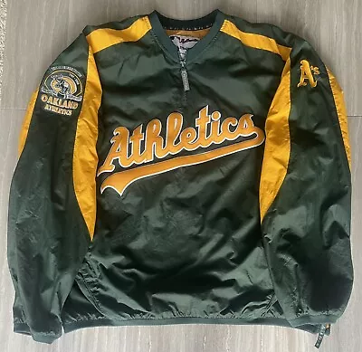 Throwback Oakland Athletics Majestic Dugout 1/4 Zip Pullover W/side Patch Sz Xxl • $89.99