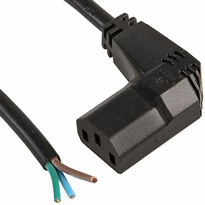 1m IEC Kettle Plug To Bare Stripped Ends Right Angled Power Cable Battery C13 • £4.99