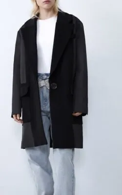 $51.23 • Buy Zara Oversized Masculine Coat With Combined Fabric Size S (UK 8-10)