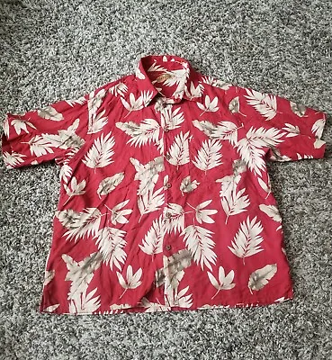 Caribbean 100% Silk Red Hawaiian Short Sleeve Shirt Sz Xl • $14.95