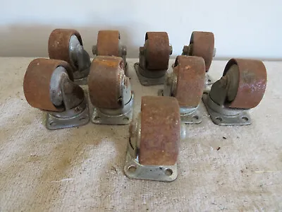 Antique Steel Swivel Wheel Casters Industrial Warehouse Factory Cart Lot Of 9 • $35