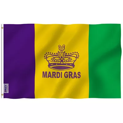 Anley Fly Breeze 3x5 Ft Mardi Gras Flag Happy Carnival Fat Tuesday Flags • $7.95