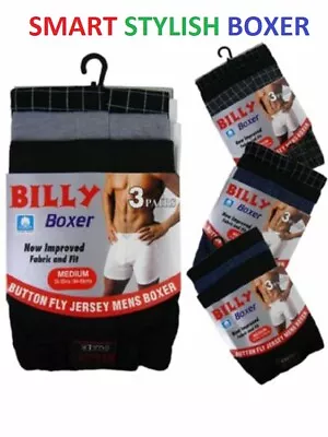 New Men's Boys Billy Boxer Shorts Underwear Big Size S To 3xl Button Fly Pak 1&3 • £3.25