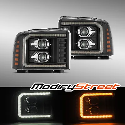 For 2005-2007 F250/F350/F450/F550 Super Duty Black Projector Headlights • $375.99