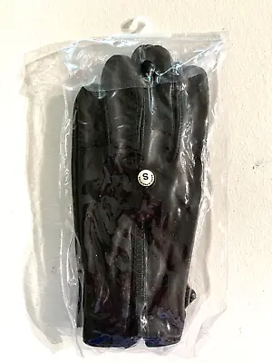 Black Leather Unlined Motorcycle Driving Riding Zipper Gloves Men's Size Small • $22.95