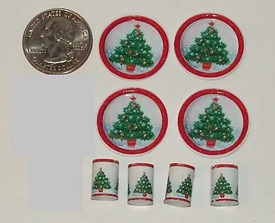 Dollhouse Miniature Christmas Tree Plates & Cups Dishes 1:12 One Inch Scale D185 • $6.99