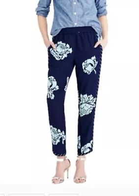 J CREW Label Womens Relaxed Loose Blue Floral Lightweight Reece Pant Size 4 US • $33