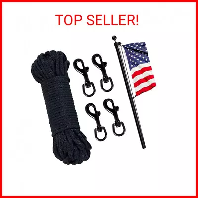 NQ Flag Pole Rope Line Kit-50Ft X 1/4 Diameter Nylon Flag Pole Halyard Rope With • $17.99