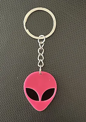 UFO Collection: Acrylic Pink Alien Head Key Ring. • $3.99
