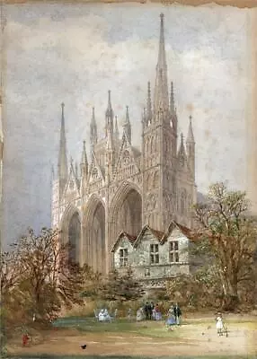 Louise Rayner (1832-1924) - Watercolour Painting - Peterborough Cathedral • £3150