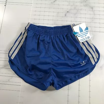 Vintage Adidas Running Shorts Mens Small 28-30 Blue With Three Gray Stripes • $119.99