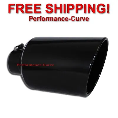 Black Diesel Stainless Steel Bolt On Exhaust Tip 4  Inlet - 8  Outlet - 15  Long • $88.95