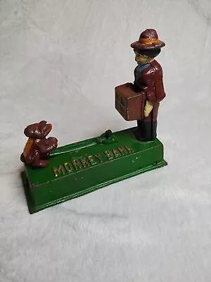 Vintage Cast Iron Coin Mechanical Bank Monkey Bank 1920’s • $56.87