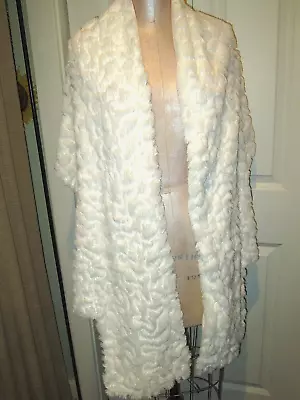 Pier One Ivory Faux Fur Embellished Lined Scarf/wrap/stole Nwot! Evening! Prom! • $24.99