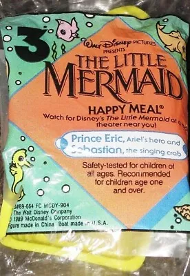 1989 Mcdonalds The Little Mermaid #3 Prince Eric & Sebastian New In Package • $8.99