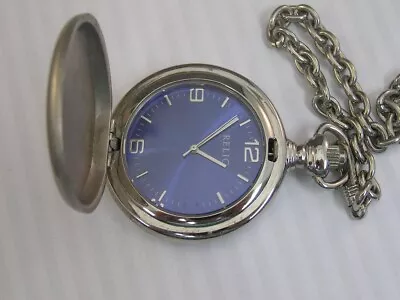 Relic Pocket Watch Blue Dial Hunter Case W/ Chain 47mm • $10