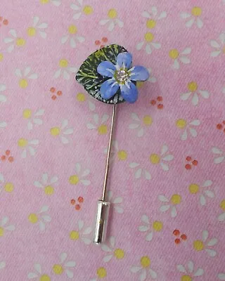 Tiny FORGET-ME-NOT PIN Blue Friendship Brooch Masonic Lapel Pin HAND PAINTED • $7.45