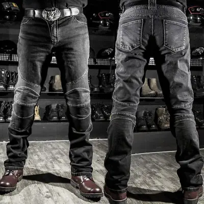 Men's Motorcycle Jeans Denim Motorbike Trousers Jeans Waist Knee Armor Pad Pants • $55.99