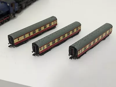 Graham Farish N Gauge LMS Period 3 Coaches X 3 BR Blood & Custard • £65