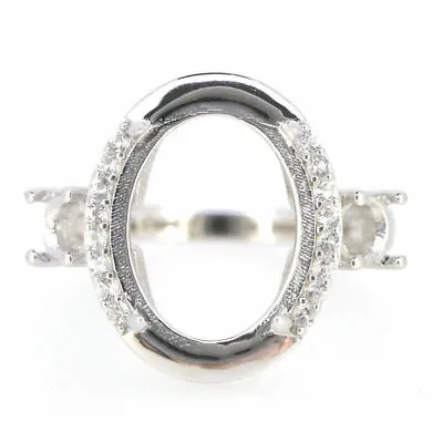 925 Sterling Silver Semi Mount Ring Setting Oval 16x12mm Cabochon All Ring Size • £41.28