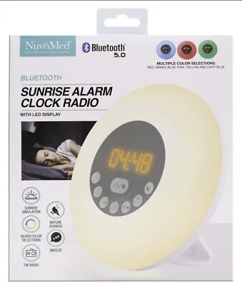 NuvoMed Sunrise Alarm Clock Radio Bluetooth W/ LED Display 7 Color Selection • $14.88