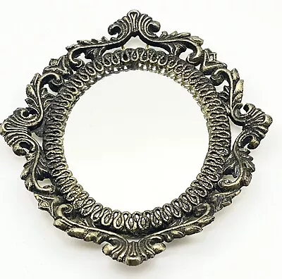 Small Vintage Framed Oval Wall Mirror Detailed Scroll Work Victorian Gothic • $28