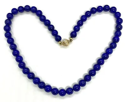 Vintage Lapis Lazuli 14K Gold Beaded Necklace 38g 16.1/4 X 0.1/4” • $179