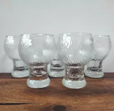 5 Vintage Festive Crown Corning Icy Bark Texture Glasses - 300ml EXC • $45