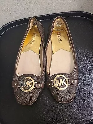 Michael Kors Fulton Studded Logo Moccasins US 7.5 Signature Brown • $21.99