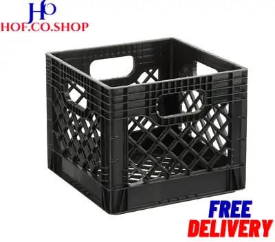 16QT Plastic Heavy-Duty Plastic Square Milk Crate Black(FAST SHIPPING)) • $17.59