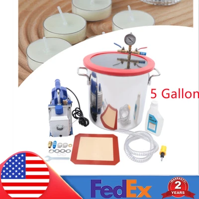 $155 • Buy RS-2 Vaccum Pump 5 Gallon W/5 CFM 1/3HP Vacuum Pump Degassing Chamber 110V