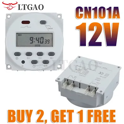 Digital LCD Power Weekly Programmable Timer Relay Switch CN101A DC 12V 16A SPST • £9.98