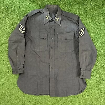 Vintage US Air Force Button Up Technical Sergeant Patched Shirt Size Large • $12.99