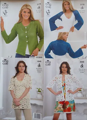 Ladies Crochet Patterns King Cole 3178 And 3543 Using DK Yarn 2 For Price Of 1  • £4