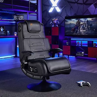 X Video Rocker Pro Series Pedestal 2.1 Wireless Audio Video Gaming Chair Black • $306.71