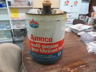 Vintage AMOCO MOTOR Oil MULTI-PURPOSE LUB 5 Gallon Can AMERICAN SERVICE STATION • $49.99