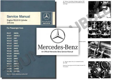 Mercedes M110 ENGINE Service Workshop Repair Manual 280 S E SE CE SL SLC TE USB • $19.83
