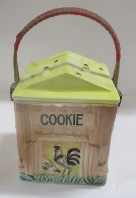 Vintage Japan Rooster Hen House Shape Cookie Biscuit Jar • $19.99