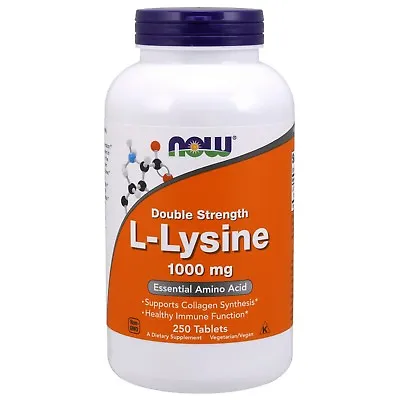 NOW Foods L-Lysine Double Strength 1000 Mg 250 Tablets - Collagen & Immune • $21.99