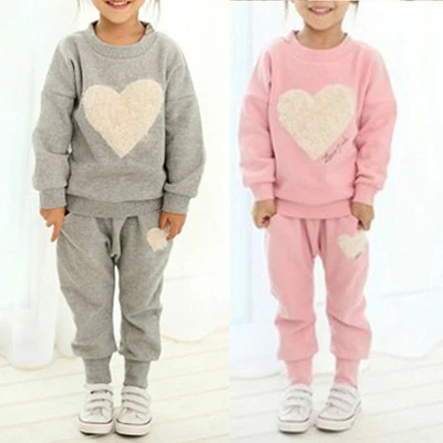 Kids Tracksuit Set Girls Sweatshirt Pants Jogger Loungewear Outfit Set 2-7 Years • £7.19