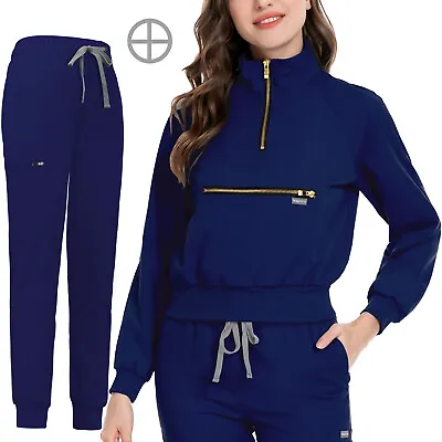 Stretch Nurse Scrub Women Long Sleeve Tops Jogger Pants Medical Women Uniform • $25.99