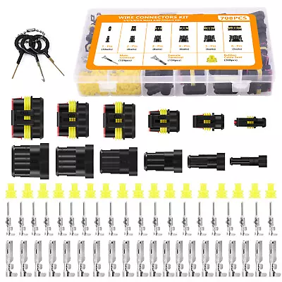 708 Pcs 1-6 Pin Car Automotive Waterproof Electrical Wire Connector Plug Kit Set • $23.99