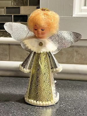 Vintage Paper Cone Angel Christmas Tree Topper Decor 7.5  Gold & Silver Dress • $15.99