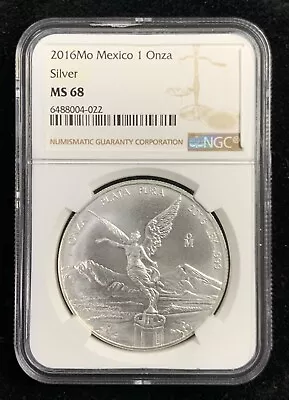 2016Mo Mexico 1 Onza Silver NGC MS68 (BN111) • $20.49