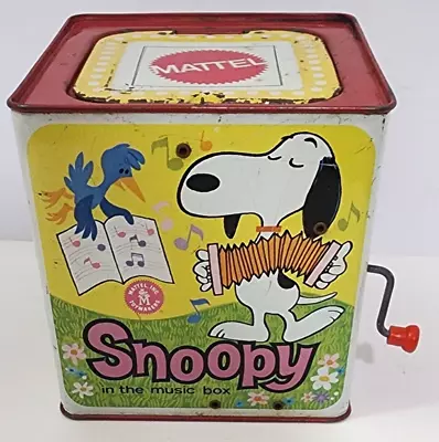 VTG Snoopy Music Jack In The Box Mattel 1966 Works/Tested! Peanuts Original READ • $14.99