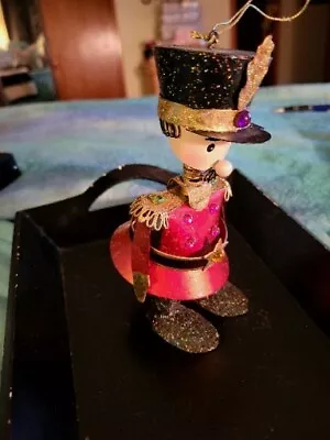 Vintage Metal Glittery Tin Soldier Ornament With “Jewels” - Bobblehead • $9.99